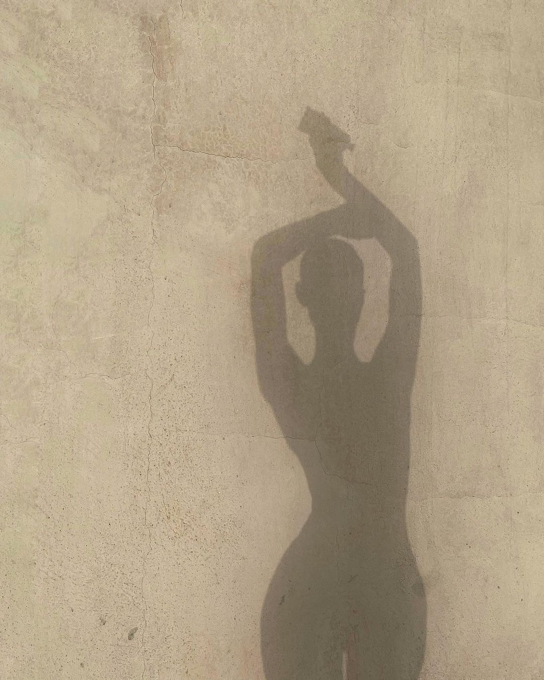 Shadow of a woman cast on a wall